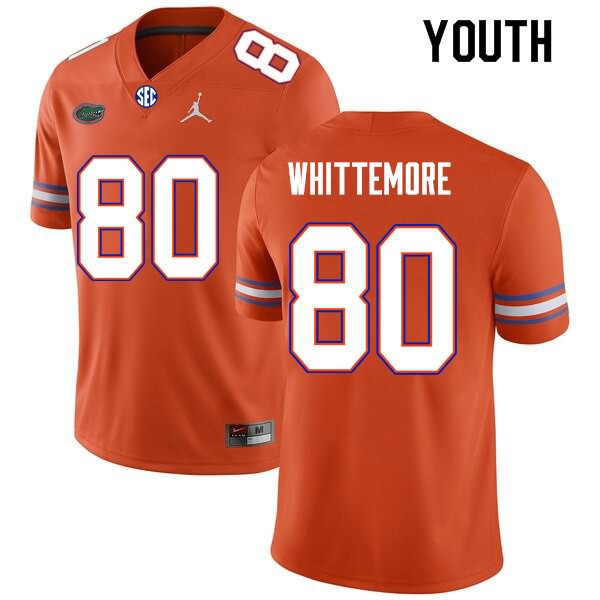 NCAA Florida Gators Trent Whittemore Youth #80 Nike Orange Stitched Authentic College Football Jersey HLN2264MA